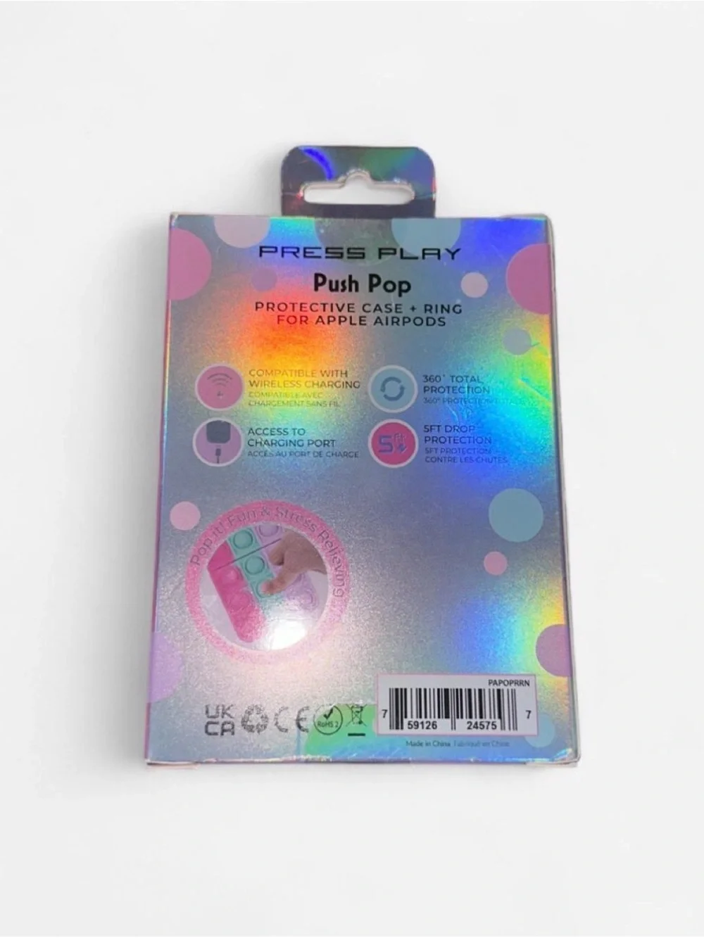 Push Pop Protective Case for Apple AirPods - Pink/Green/Purple